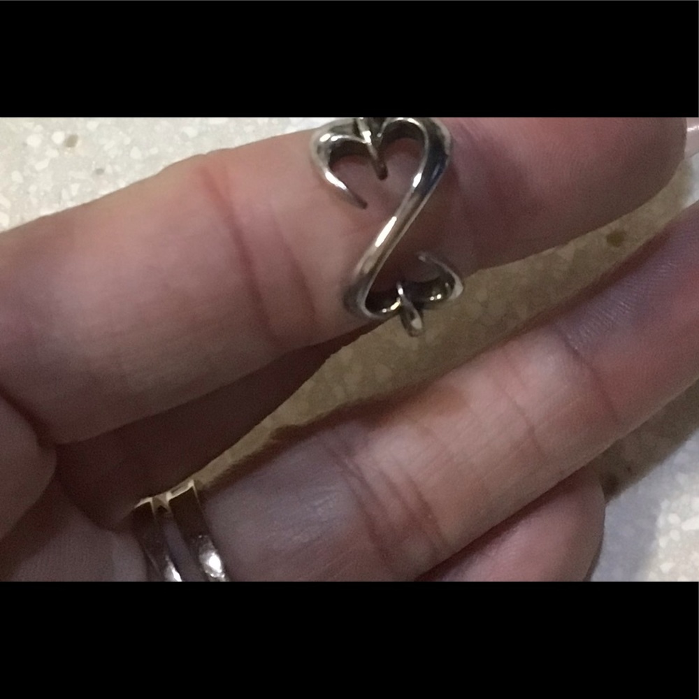 Open heart sterling ring